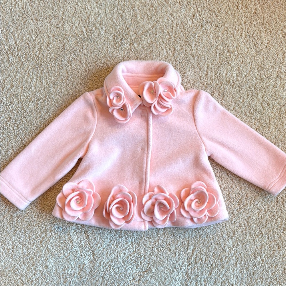 Kate Mack Pink Fleece 3D Flower Coat